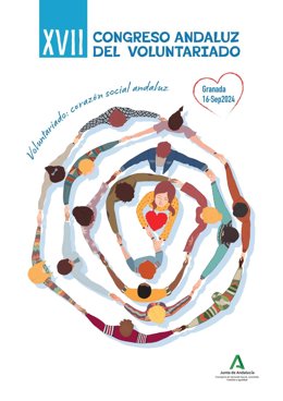 Cartel de la decimoséptima edición del Congreso Andaluz de Voluntariado que se celebrará el 16 de septiembre en la ciudad de Granada.
