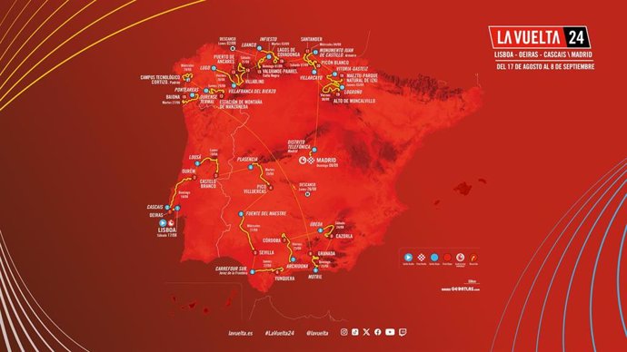 Archivo - Mapa del recorrido de La Vuelta Ciclista a España 2024.