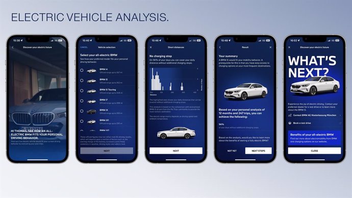 BMW lanza una herramienta en su app para simular el cambio de coche de combustión a eléctrico.