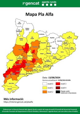 64 Municipios De Lleida, Tarragona Y Barcelona En Peligro Muy Alto De Incendio Este Lunes