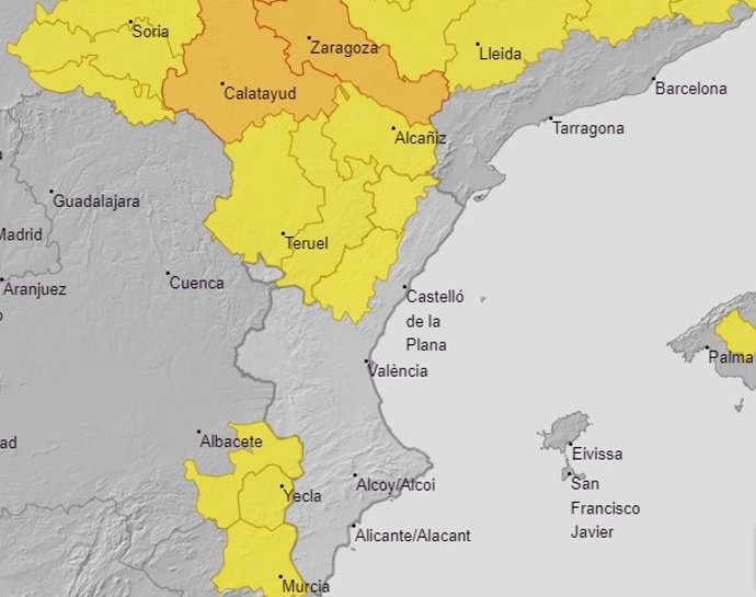 Avisos amarillos por tormentas este martes, 13 de agosto, en la Comunitat Valenciana