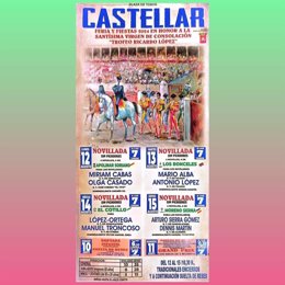 Archivo - Cartel con los festejos taurinos en Castellar, entre ellos la bueyada infantil.