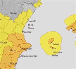 Avisos meteorológicos este miércoles, 14 de agosto, en la Comunitat Valenciana