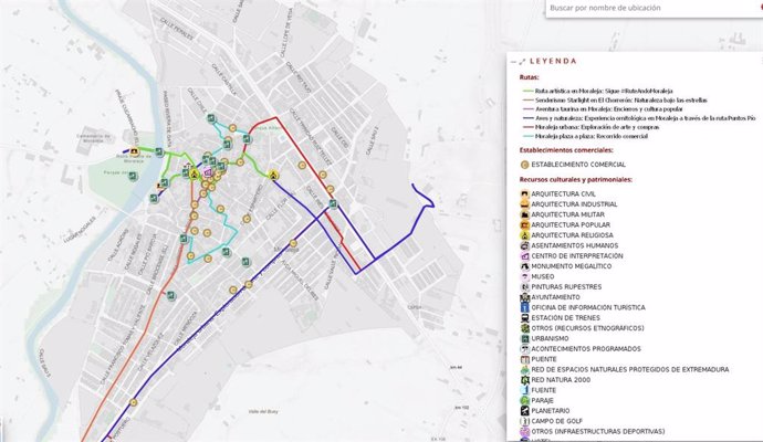 La Diputación de Cáceres publica visores municipales de nueve municipios con rutas comerciales y turísticas