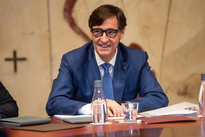 El president de la Generalitat, Salvador Illa, durante el primer Consell Executiu del Govern, en el Palau de la Generalitat, a 13 de agosto de 2024