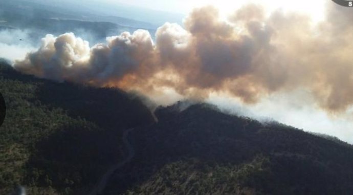 Imagen aérea del incendio de Corbalán,  en Teruel