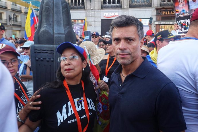 El líder opositor venezolano, Leopoldo López , en una imagen de 3 de agosto durante una concentración contra Nicolás Maduro en Madrid (España).