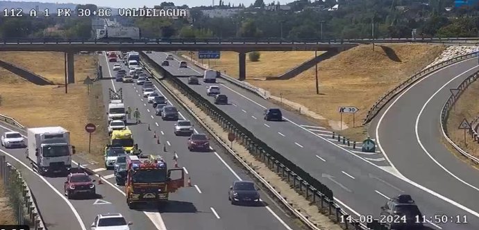 Un accidente sin heridos en la A-1 deja varios kilómetros de atascos a la altura de Colmenar