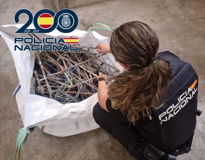 Tuberías de cobre recuperadas por la Policía Nacional