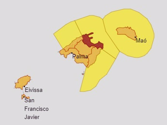 Mapa meteorológico para el jueves, 15 de agosto, en Baleares.