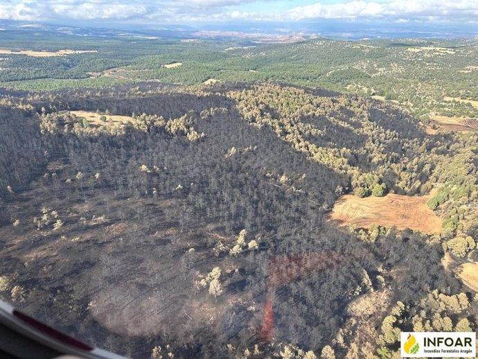 Área afectada por el incendio de Corbalán (Teruel).