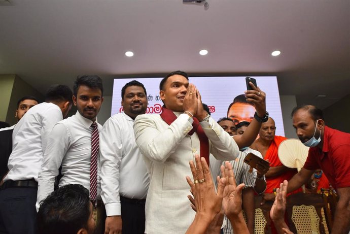 Archivo - Namal Rajapaksa, candidato a las elecciones de Sri Lanka.