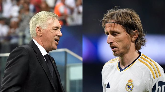 Carlo Ancelotti y Luka Modric.