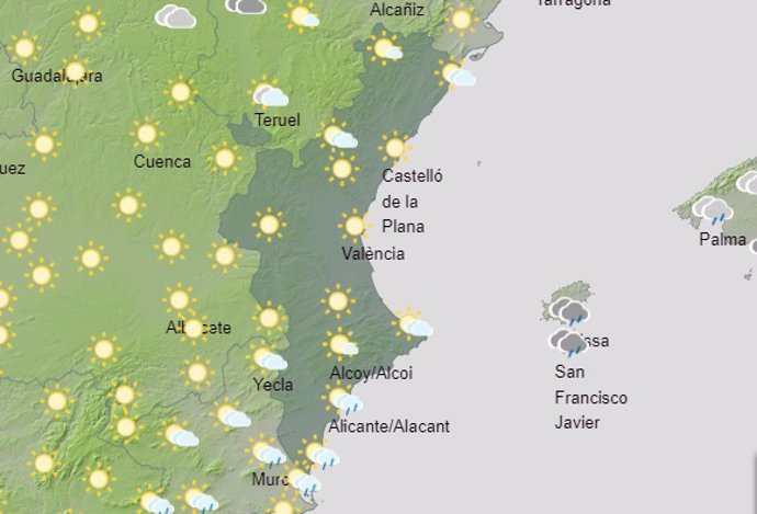 Predicción del tiempo para este jueves 15 de agosto en la Comunitat Valenciana