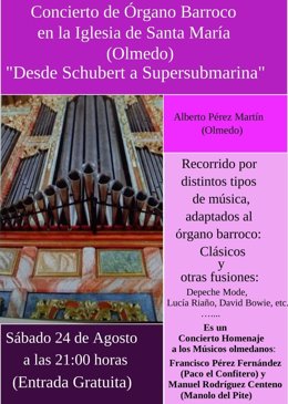 Cartel del concierto en la iglesia de Santa María de Olmedo.