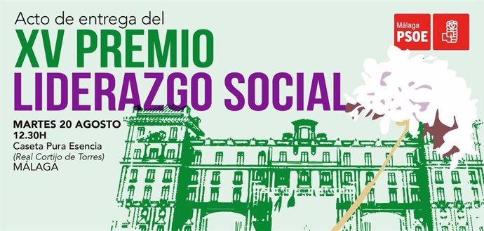 Cartel del XV Premio Liderazgo Social del PSOE de Málaga