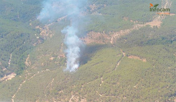 Incendios.- Cuatro medios aéreos y siete terrestres trabajan en la extinción de un incendio en Enguídanos 