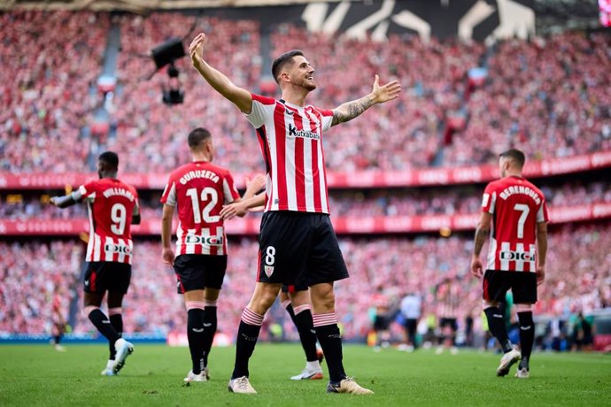 Oihan Sancet celebra su gol en el Athletic Club-Getafe CF de LaLiga EA Sports 24-25