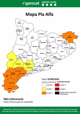 Mapa del Plan Alfa del viernes 16 de agosto de 2024