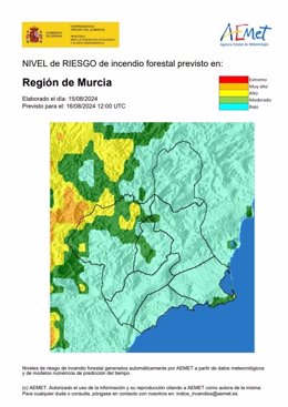 El nivel de riesgo de incendio forestal este viernes es moderado en el Noroeste y bajo en el resto de la Región