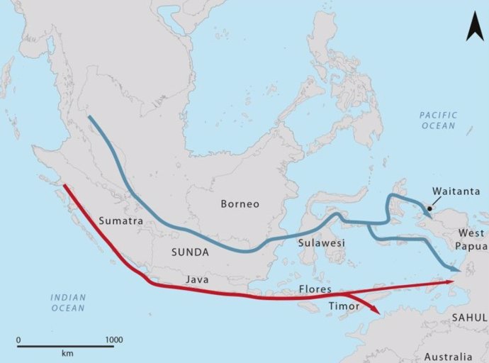 Antiguas rutas de migración de Asia a la región del Pacífico