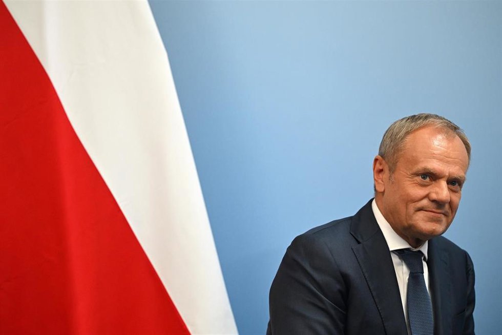 El primer ministro polaco, Donald Tusk, en Reino Unido.