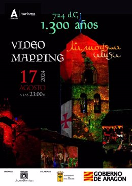 Cartel de promoción con el acto de video mapping preparado para este sábado en Aínsa.