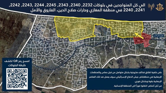 Orden de evacuación del Ejército de Israel en Gaza, a 17 de agosto de 2024