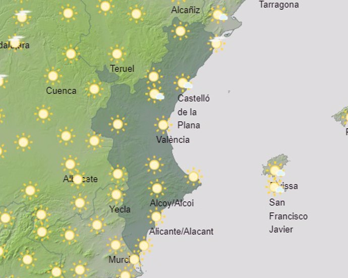 Predicción del tiempo para este sábado 17 de agosto de 2024 en la Comunitat Valenciana