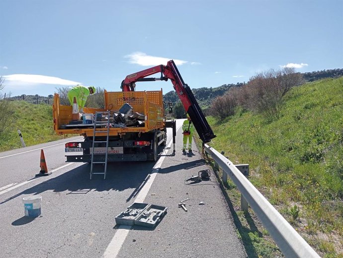 Obras de conservación de carreteras.