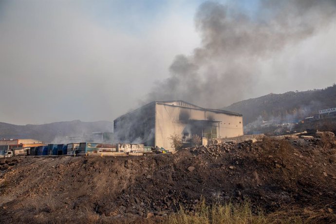 August 17, 2024: Izmir, Turkiye on August, 17, 2024: General view of Bayrakli and Karsiyaka districts after the fire, as extinguishing and cooling efforts continue on the second day of the Great Izmir Fire. The forest fire that started on Yamanlar Mountai