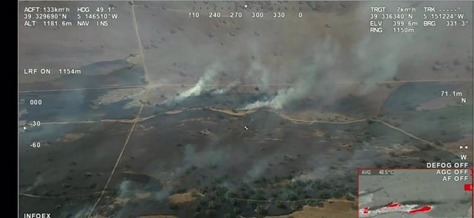 Zona afectada por el incendio declarado este sábado en el término municipal de la localidad cacereña de Alía