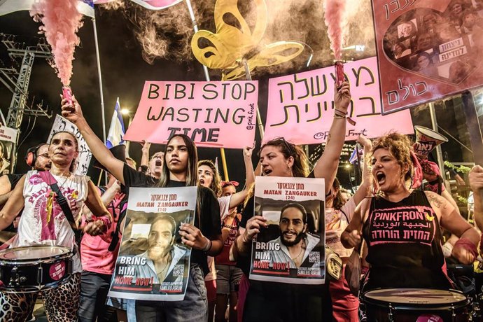 Manifestación contra Benjamin Netanyahu en Tel Aviv