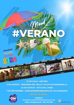 "Cartel Anunciador De Las Actividades Para Jóvenes Durante El Verano Que Organiza El Ayuntamiento De León"