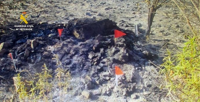 Punto inicial de un incendio forestal en Benquerencia de la Serena