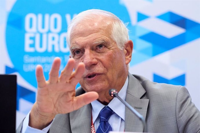 El Alto Representante de la Unión Europa para la Política Exterior, Josep Borrell, durante la inauguración de la XXIII edición del curso 'Quo Vadis Europa?', en la Universidad Internacional Menéndez Pelayo (UIMP), a 19 de agosto de 2024, en SANTANDER.