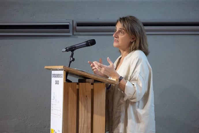 La vicepresidenta para la Transición Ecológica y Reto Demográfico, Teresa Ribera, inaugura la presentación de la estrategia de inversiones del IDAE 2024-2025, en la sede del Colegio de Ingenieros Industriales, a 22 de julio de 2024, en Madrid (España). ID