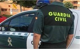 Un agente y un coche de la Guardia Civil.