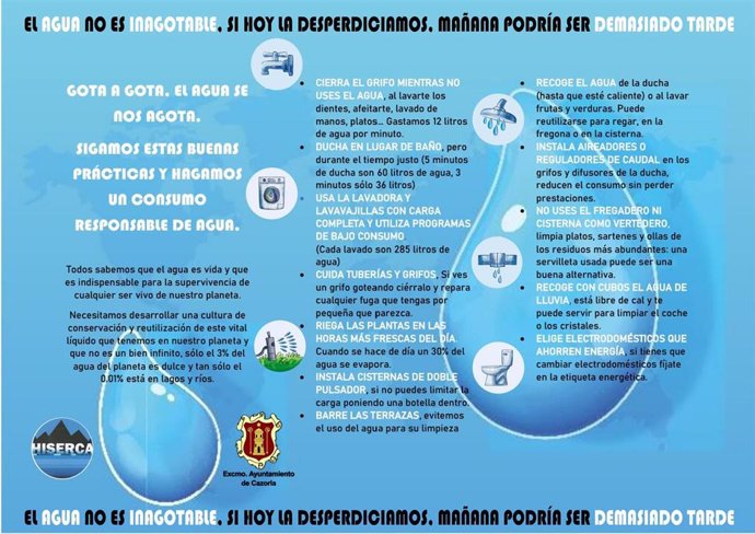 Folleto de la campaña con buenas prácticas para un consumo responsable del agua.