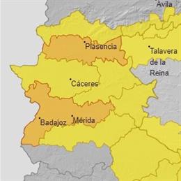 Alerta naranja en varias zonas de Extremadura por calor