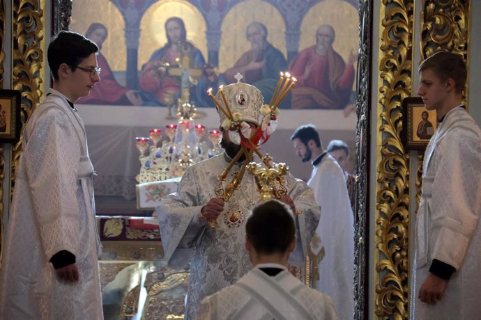 Archivo - Ceremonia en una iglesia ortodoxa en Kiev.