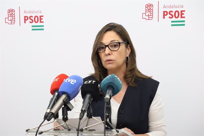 Archivo - La portavoz del PSOE-A de Fomento, Articulación del Territorio y Vivienda en el Parlamento andaluz, Isabel Ambrosio, en la sede provincial de su partido en Córdoba. (Foto de archivo).