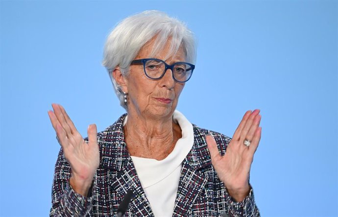 Archivo - 18 July 2024, Hesse, Frankfurt/Main: President of the European Central Bank (ECB) Christine Lagarde attends a press conference at the ECB headquarters. Photo: Arne Dedert/dpa