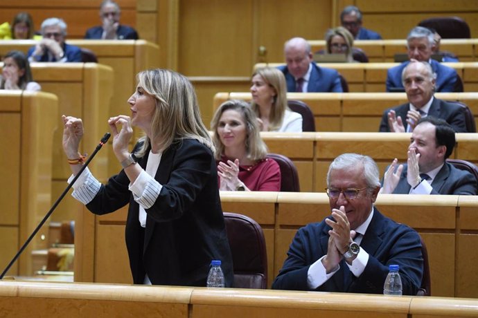 Archivo - La portavoz del PP en el Senado, Alicia García, durante una sesión de control al Gobierno, en el Senado, a 11 de junio de 2024, en Madrid (España) 