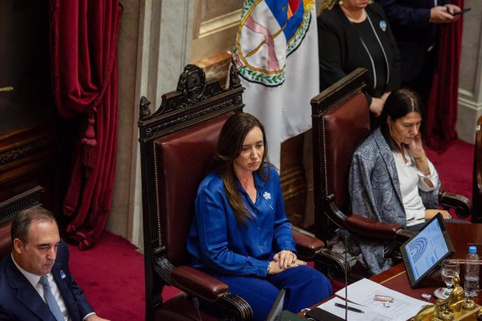 Archivo - La vicepresidenta de Argentina, Victoria Villarruel, encabeza una sesión del Senado