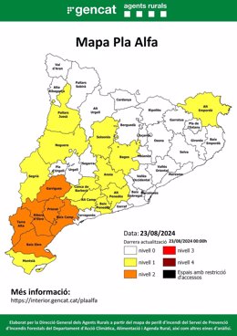 Riesgo de incendio en Catalunya, a 23 de agosto de 2024