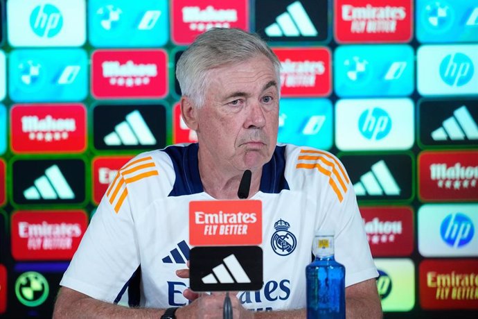 Carlo Ancelotti, entrenador del Real Madrid, durante una rueda de prensa.