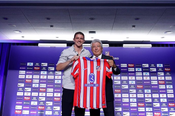 Conor Gallagher, en su presentación con el Atlético de Madrid.