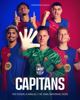 Ter Stegen, Araujo, De Jong, Raphinha y Pedri, nuevos capitanes del FC Barcelona