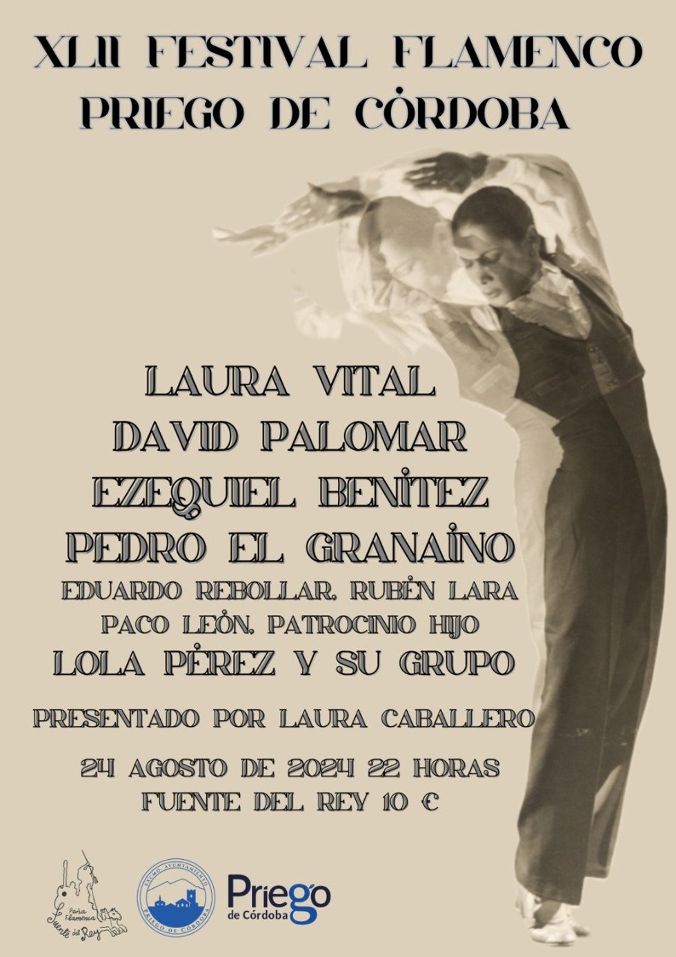Cartel de la 42 edición del Festival Flamenco de Priego de Córdoba que se celebra el día 24 de agosto.